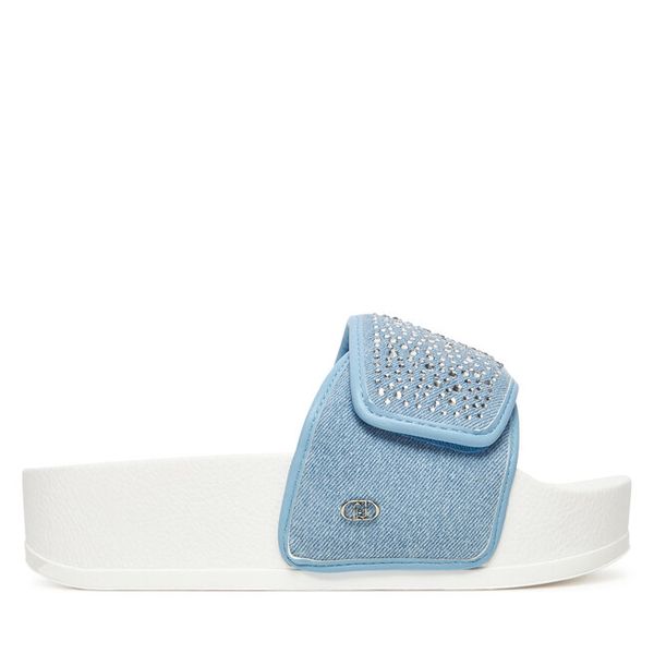 Klapki Liu Jo. Niebieskie klapki Liu Jo, bez wzorów, bez obcasa, bez zapięcia. Za 329.99 zł.