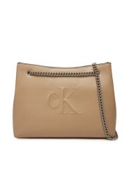 Calvin Klein Jeans Torebka Sculpted Chain Shoulder Bag LV04K3163G Beżowy. Brązowe kopertówki Calvin Klein Jeans, bez wzorów, z jeansu, wizytowe, bez dodatków. Za 289.99 zł.