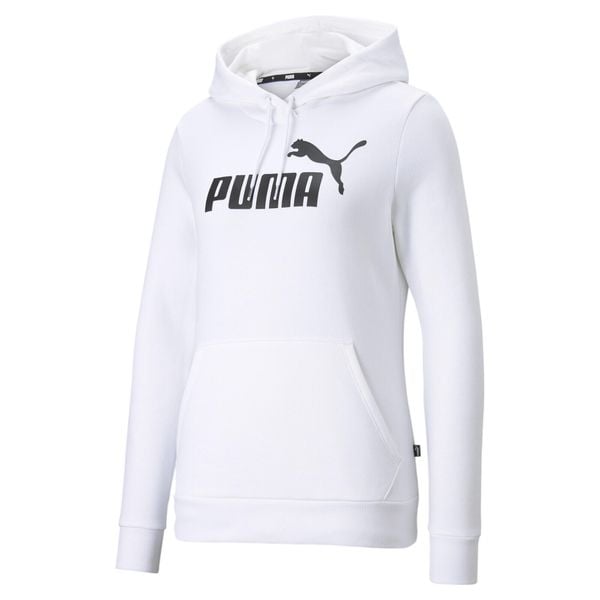 Damska bluza z kapturem z logo Essentials PUMA White. Białe bluzy Puma, na zimę, s, bez wzorów, eleganckie, bez ramiączek, z kapturem. Za 215.80 zł.