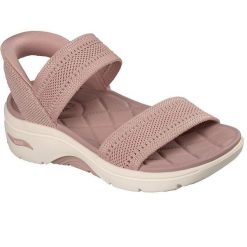 Sandały damskie Skechers Go Walk Arch Fit 2.0 Sandal. Fioletowe sandały Skechers, bez wzorów, z materiału, bez obcasa, bez zapięcia. Za 590.00 zł.