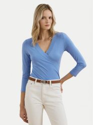 LAUREN RALPH LAUREN Bluzka 200824366025 Błękitny Slim Fit. Niebieskie bluzki Lauren Ralph Lauren, s, bez wzorów, z wiskozy, bez kołnierzyka, bez ramiączek. Za 249.99 zł.