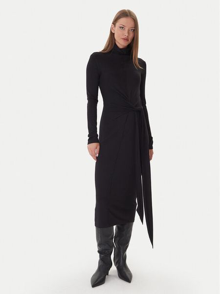 Patrizia Pepe Sukienka dzianinowa 2A2958 J337 Czarny Regular Fit. Czarne sukienki Patrizia Pepe, bez wzorów, z dzianiny, bez kołnierzyka, bez ramiączek. Za 779.00 zł.
