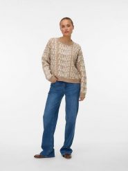 Vero Moda Sweter w kolorze beżowym rozmiar: L. Brązowe swetry Vero Moda, l, bez wzorów, z wełny, bez ramiączek. Za 127.35 zł.