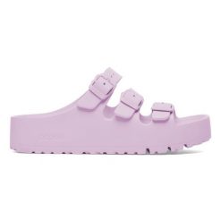 Birkenstock Florida III Flex Platform EVA Crocus Klapki damskie. Fioletowe klapki Birkenstock, bez wzorów, eleganckie, bez obcasa, na platformie, bez zapięcia. Za 199.99 zł.