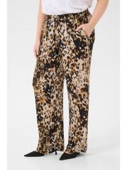 KAFFE curve Spodnie w kolorze czarno-beżowym rozmiar: 50. Czarne spodnie materiałowe KAFFE curve, bez wzorów, z materiału, z podwyższonym stanem. Za 82.99 zł.