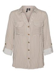 Vero Moda Koszula w kolorze jasnobrązowo-białym rozmiar: S. Brązowe koszule Vero Moda, s, bez wzorów, z wiskozy, klasyczne, bez kołnierzyka, bez ramiączek. Za 70.24 zł.