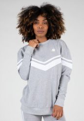 Hailey Duża bluza - Szary Melange. Szare bluzy GORILLA WEAR, m, bez wzorów, z bawełny, bez kaptura, na fitness i siłownię. Za 305.00 zł.