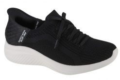 Buty sportowe Sneakersy damskie, Skechers Ultra Flex 3.0 Brilliant Slip-ins. Czarne buty treningowe Skechers, bez wzorów, z materiału, przed kostkę, bez zapięcia, trekkingowe. Za 309.99 zł.