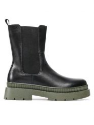 JENNY Sztyblety HZ0110-01 Czarny. Czarne botki Jenny, bez wzorów, ze skóry, bez obcasa, na płaskiej podeszwie, bez zapięcia. Za 129.99 zł.
