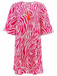 Zwillingsherz Sukienka "Zebra Dreams" w kolorze różowo-białym rozmiar: onesize. Białe sukienki Zwillingsherz, bez wzorów, z wiskozy, bez kołnierzyka, bez ramiączek, midi. Za 136.13 zł.