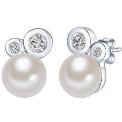 Valero Pearls Kolczyki sztyfty z perłą srebro wysokiej próby Cyrkonia Perła hodowlana słodkowodna srebrny 1 ct Damski. Szare kolczyki Valero Pearls, z cyrkonią, srebrne. Za 359.99 zł.