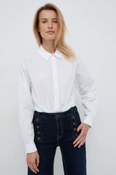 Dkny koszula bawełniana damska kolor biały relaxed z kołnierzykiem klasycznym. Białe koszule DKNY, l, bez wzorów, z bawełny, klasyczne, bez kołnierzyka, bez ramiączek. W wyprzedaży za 299.99 zł.