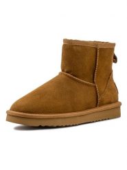 Natural world Skórzane botki zimowe w kolorze jasnobrązowym rozmiar: 39. Brązowe botki Natural World, bez wzorów, z wełny, bez obcasa, bez zapięcia. Za 161.34 zł.