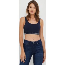 Polo Ralph Lauren top damski kolor granatowy. Niebieskie topy Polo Ralph Lauren, l, bez wzorów, bez kołnierzyka, bez ramiączek. W wyprzedaży za 258.99 zł.