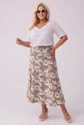 Elegancka spódnica Lucia o długości MAXI PLUS SIZE OVERSIZE XXL. Spódnice Moda Size Plus Iwanek, na co dzień, plus size, bez wzorów, ze lnu, eleganckie, maxi, oversize. Za 249.90 zł.