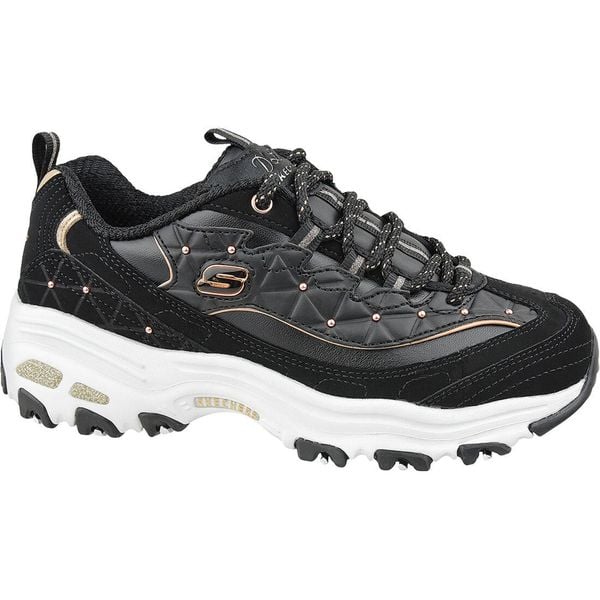 Buty sportowe Sneakersy damskie, Skechers D'Lites. Czarne buty sportowe lifestyle Skechers, bez wzorów, sportowe, bez zapięcia, skechers sport. Za 359.99 zł.