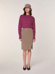 Rodier Wełniana spódnica w kolorze jasnobrązowym rozmiar: L. Brązowe spódnice Rodier, na co dzień, l, bez wzorów, z kaszmiru, midi, proste. Za 187.99 zł.