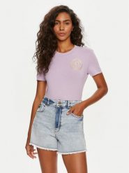 Versace Jeans Couture T-Shirt 76HAHT02 Fioletowy Slim Fit. Fioletowe t-shirty Versace Jeans Couture, s, bez wzorów, z bawełny, bez kołnierzyka, bez ramiączek. Za 229.99 zł.