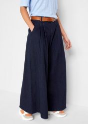 Spódnico-spodnie dżinsowe, wide leg. Niebieskie jeansy bonprix, bez wzorów, z jeansu. Za 169.99 zł.