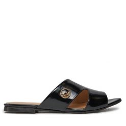 Klapki Eva Longoria. Czarne klapki Eva Longoria, bez wzorów, bez obcasa, bez zapięcia. Za 349.99 zł.