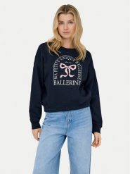 ONLY Bluza 15254183 Granatowy Loose Fit. Niebieskie bluzy bez kaptura ONLY, xs, bez wzorów, z bawełny, bez kaptura. Za 109.99 zł.