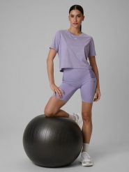 4F Legginsy krótkie treningowe szybkoschnące damskie - fioletowe S. Fioletowe legginsy 4f, bez wzorów, krótkie. Za 149.99 zł.