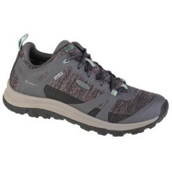 Buty trekkingowe damskie, Keen Terradora II WP. Niebieskie trekkingi Keen, bez wzorów, z materiału, przed kostkę, bez zapięcia, trekkingowe. Za 419.99 zł.