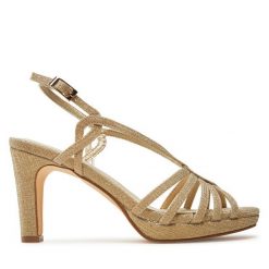 Sandały Menbur. Żółte sandały Menbur, bez wzorów, bez obcasa, na słupku, bez zapięcia. Za 259.99 zł.