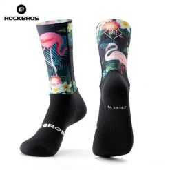 Skarpety rowerowe, kolarskie, sportowe kompresyjne do połowy łydki ROCKBROS. Czarne skarpetki ROCKBROS, bez wzorów, z materiału. Za 59.99 zł.