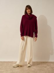 Just Cashmere Kaszmirowy golf w kolorze bordowym rozmiar: S/M. Czerwone swetry Just Cashmere, m, bez wzorów, z kaszmiru, bez ramiączek. Za 478.99 zł.