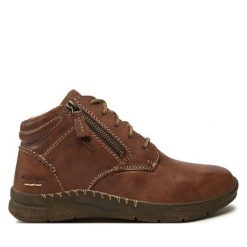 Botki Josef Seibel. Brązowe botki Josef Seibel, bez wzorów, bez obcasa, na płaskiej podeszwie, bez zapięcia. Za 419.99 zł.