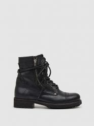 Pepe Jeans FOOTWEAR Skórzane botki "Melting Combat" w kolorze czarnym rozmiar: 39. Czarne botki Pepe Jeans FOOTWEAR, bez wzorów, z jeansu, bez obcasa, bez zapięcia. Za 282.13 zł.