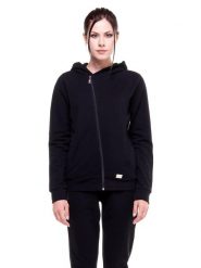 Bluza damska Greysongreys Asymetryczna z kapturem zapinana na zamek. Czarne bluzy LEONE 1947 APPAREL, s, bez wzorów, bez ramiączek, z kapturem. Za 105.21 zł.