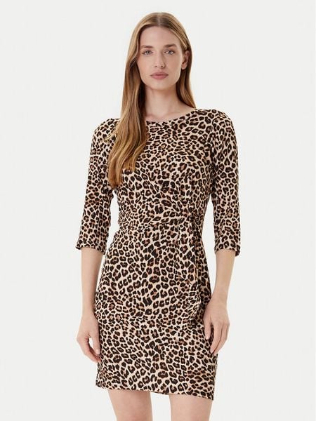 Morgan Sukienka codzienna 252-RJOSY Brązowy Regular Fit. Brązowe sukienki Morgan, na co dzień, bez wzorów, z syntetyku, bez kołnierzyka, bez ramiączek, proste. Za 279.99 zł.