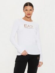 EA7 Emporio Armani Bluzka 6DTT09 TJQCZ 0186 Biały Slim Fit. Białe bluzki EA7 Emporio Armani, xxl, bez wzorów, z bawełny, bez kołnierzyka, bez ramiączek. Za 179.99 zł.