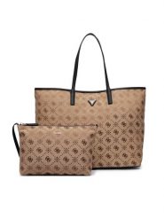 Guess Torebka VICTTORIA HWJP95 14290 Brązowy jasny. Brązowe shopper bag Guess, z aplikacjami, z materiału, bez dodatków. Za 714.99 zł.