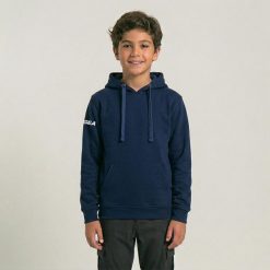 Junior Bluza Spalato z kapturem Niebieska. Niebieskie bluzy LEGEA, xs, bez wzorów, z bawełny, z kapturem, do biegania. Za 180.00 zł.