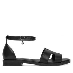 Sandały Lasocki. Czarne sandały Lasocki, bez wzorów, bez obcasa, na płaskiej podeszwie, bez zapięcia. Za 159.99 zł.