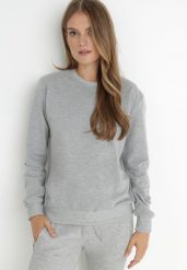 Szara Bluza Phaelis. Szare bluzy Born2be, l, bez wzorów, z bawełny, casualowe, bez ramiączek, bez kaptura. Za 39.99 zł.