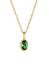 Elli Ladies Statement Elegant with Emerald Green Zirconia Stone in 925 Sterling Silver Gold Plated Naszyjniki 1 ct Damski. Szare naszyjniki Elli, z materiału, z cyrkonią, pozłacane. Za 283.99 zł.