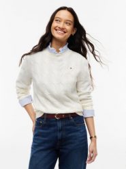 Tommy Hilfiger Sweter z dzianiny Kobiety Wełna biały, L. Białe swetry Tommy Hilfiger, l, bez wzorów, z dzianiny, eleganckie, bez ramiączek. Za 649.95 zł.