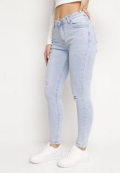 Granatowe Jeansy z Prostymi Nogawkami i Wysokim Stanem Anarnia. Niebieskie jeansy Born2be, s, bez wzorów, z jeansu, klasyczne, z podwyższonym stanem. Za 159.99 zł.