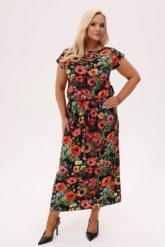 Czarna sukienka MAKOVSKA MAXI w maki i polne kwiaty PLUS SIZE XXL OVERSIZE. Czarne sukienki Moda Size Plus Iwanek, do pracy, l, bez wzorów, z dzianiny, biznesowe, bez kołnierzyka, plus size, bez ramiączek, maxi, oversize. Za 319.90 zł.