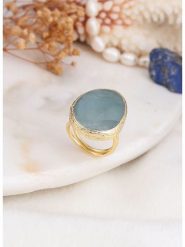L'Atelier de Gaia Pozłacany pierścionek z akwamarynem rozmiar: onesize. Niebieskie pierścionki L'Atelier de Gaia, z akwamarynem, pozłacane. Za 61.31 zł.
