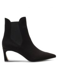 Nine West Botki LATEEF JF2147-1 Czarny. Czarne botki Nine West, bez wzorów, z materiału, bez obcasa, na szpilce, bez zapięcia. Za 139.99 zł.