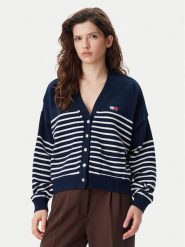 Tommy Jeans Kardigan DW0DW20257 Granatowy Relaxed Fit. Niebieskie swetry Tommy Jeans, l, bez wzorów, z bawełny, bez ramiączek. Za 299.99 zł.