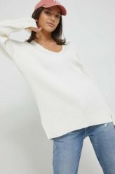 Abercrombie & Fitch sweter damski kolor biały. Białe swetry Abercrombie & Fitch, l, bez wzorów, z dzianiny, bez ramiączek. W wyprzedaży za 314.99 zł.