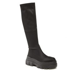 Kozaki Jenny Fairy. Czarne kozaki Jenny Fairy, bez wzorów, bez obcasa, na płaskiej podeszwie, bez zapięcia. Za 149.99 zł.