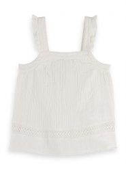 Scotch & Soda Top w kolorze białym rozmiar: 176. Białe topy Scotch & Soda, bez wzorów, z bawełny, bez kołnierzyka, bez ramiączek. Za 109.78 zł.
