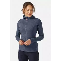 Bluza z kapturem damska Rab Nexus Hoody. Niebieskie bluzy RAB, l, bez wzorów, sportowe, bez ramiączek, z kapturem. Za 361.99 zł.